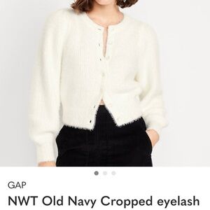 Old Navy Women's Ivory (crème de la crème) Cropped Eyelash Cardigan